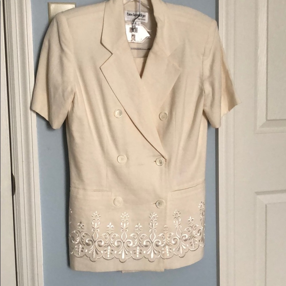 Vintage Breckinridge- Cream Linen Skirt & Jacket